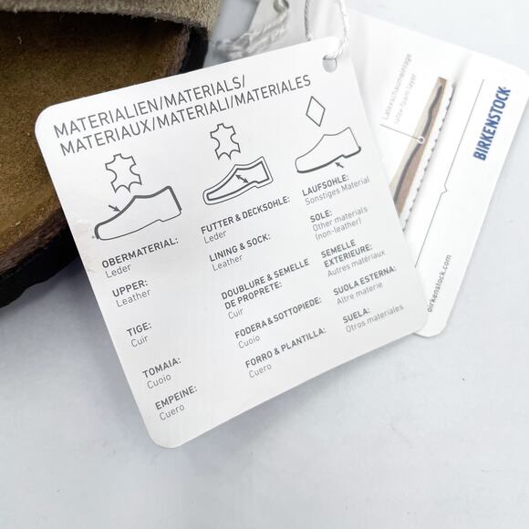 Birkenstock Arizona Sandals Taupe Leather Slides Sz 38 / 7 NARROW Women's - Picture 7 of 12